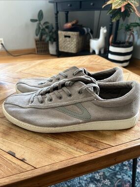 Tretorn Taupe Suede Low-Top Sneakers